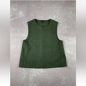 Cos Boiled Wool sage Green Vest Waist Coat Half Zip Size 2 Womens